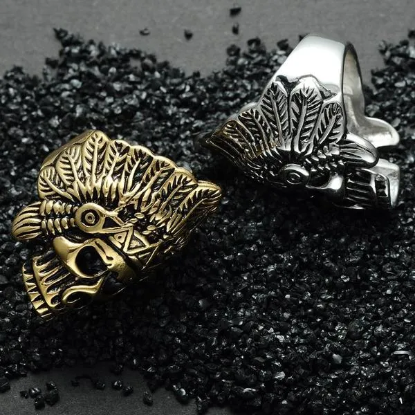 Indians Chief Skeleton Skull Ring