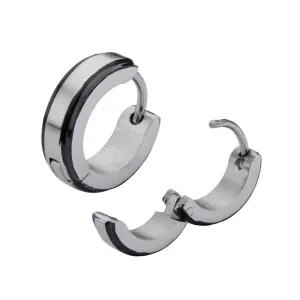 Inox Stainless Steel and Black Plated (3.5mm) Huggie Earrings