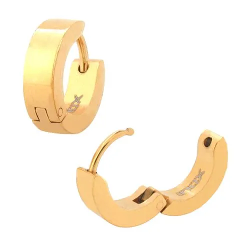 Inox Stainless Steel Gold Plated (4mm) Huggie Earrings