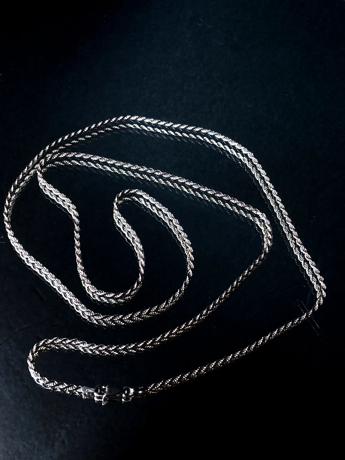 Italian 925 Sterling Silver Twisted Rope 30-Inch Chain Necklace