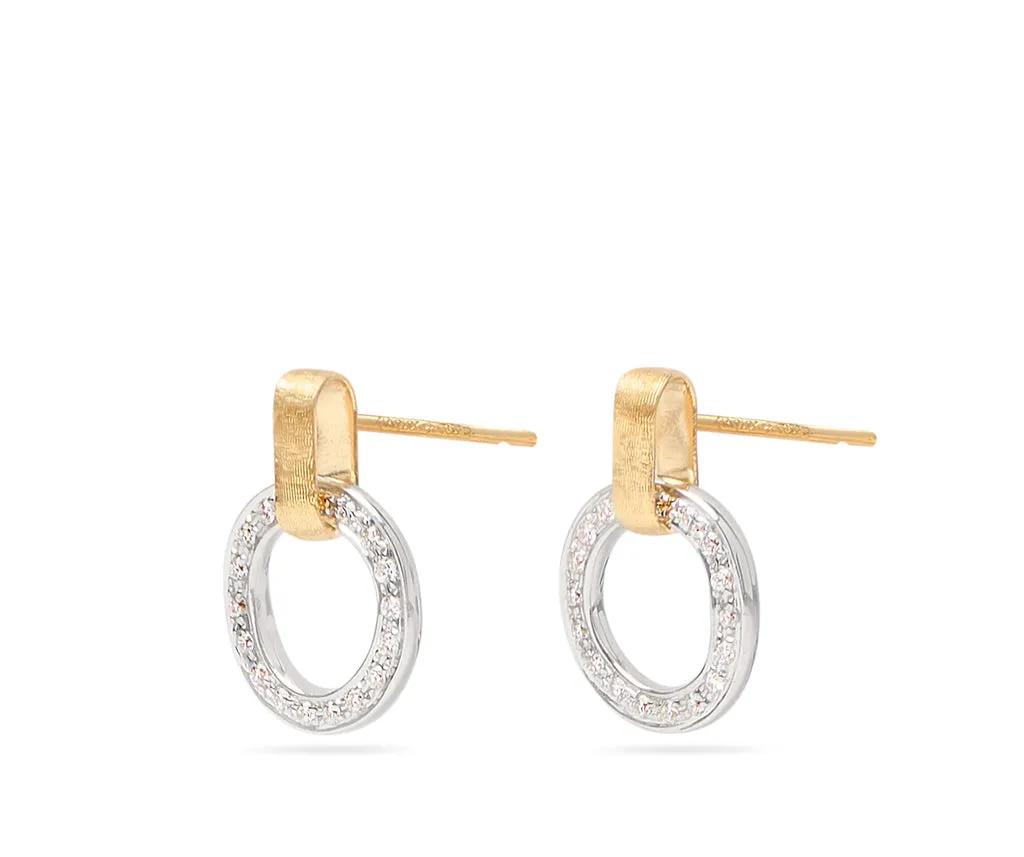 Jaipur Link 18K Yellow & White Gold Flat-Link Diamond Stud Earrings