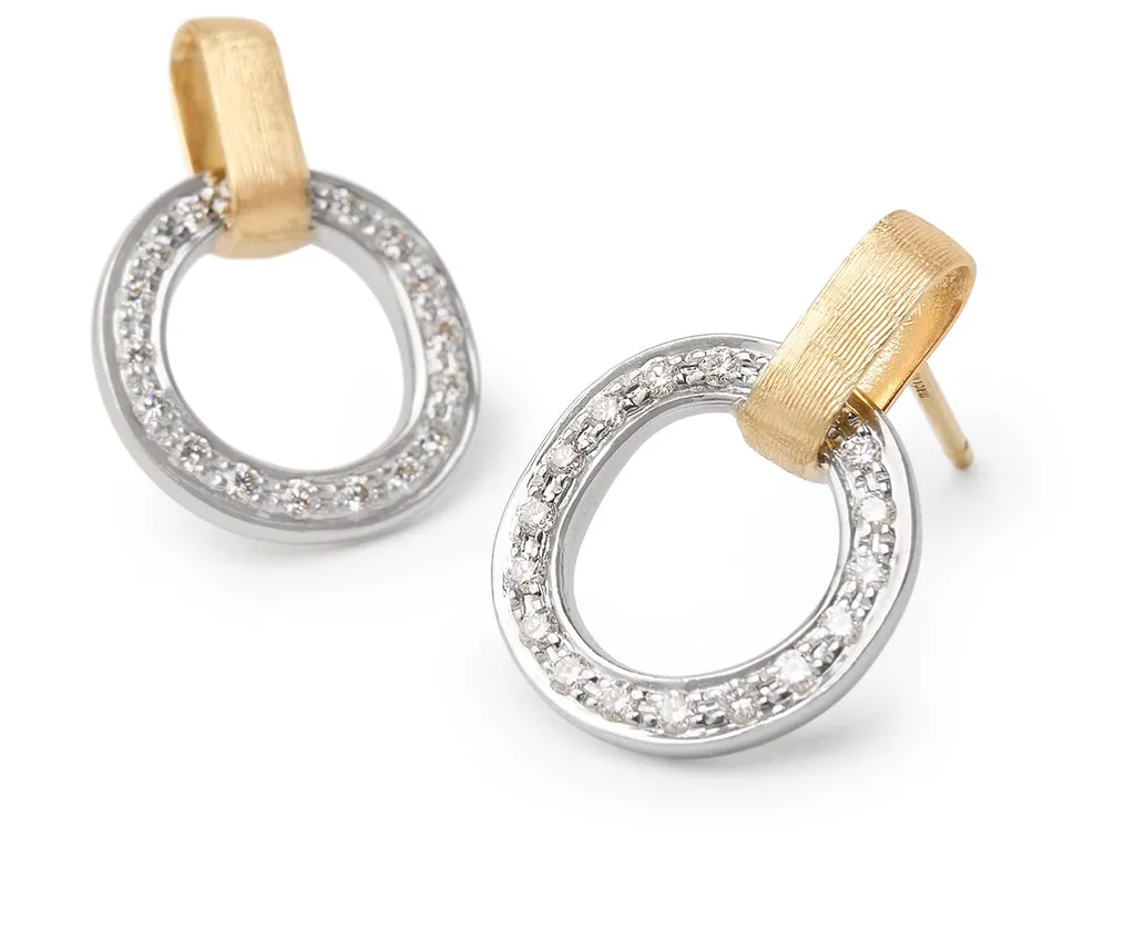 Jaipur Link 18K Yellow & White Gold Flat-Link Diamond Stud Earrings