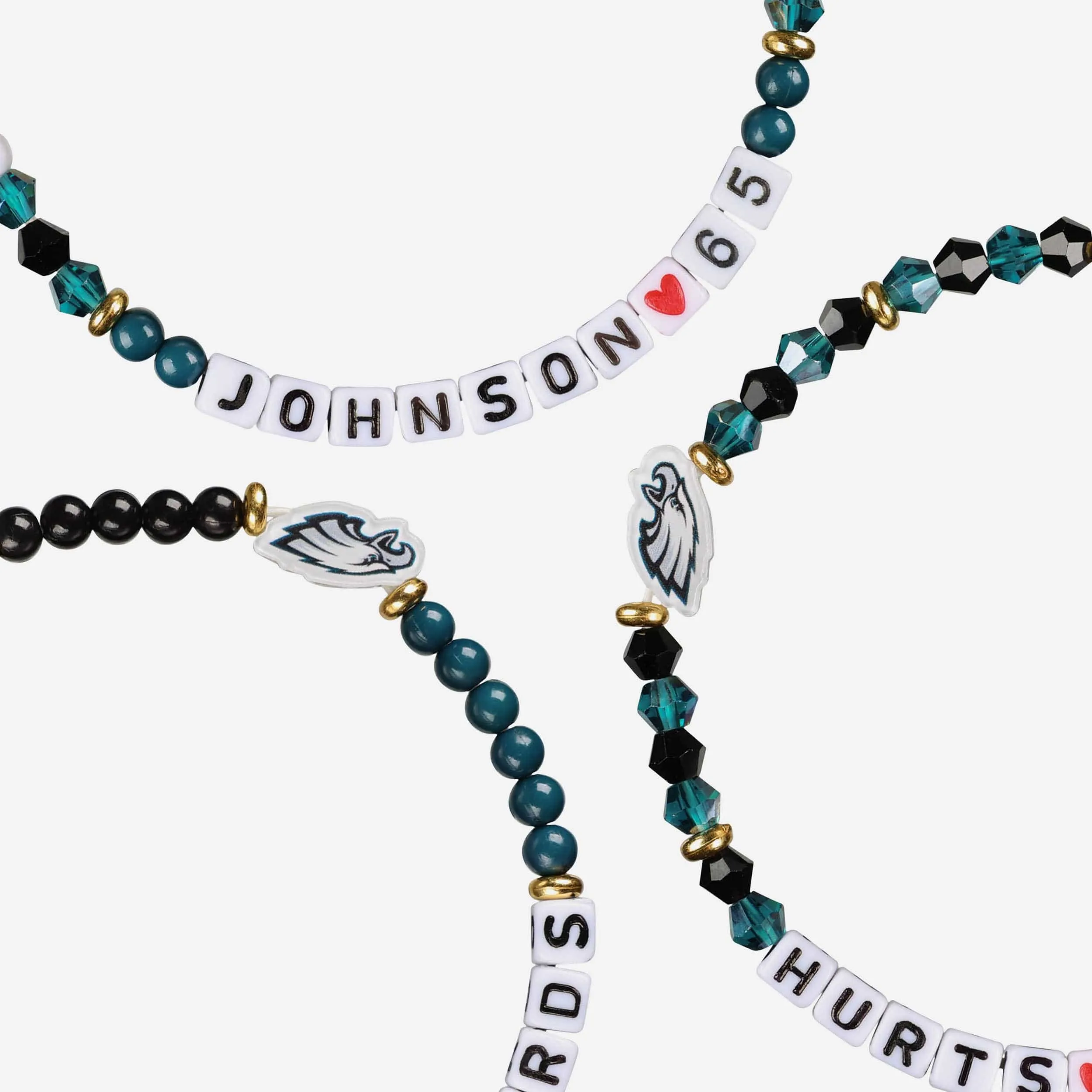 Jalen Hurts & Lane Johnson Philadelphia Eagles 3 Pack Player Friendship Bracelet