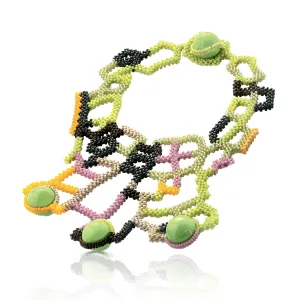 Japanese and Vintage Beads Montezuma Collar Necklace