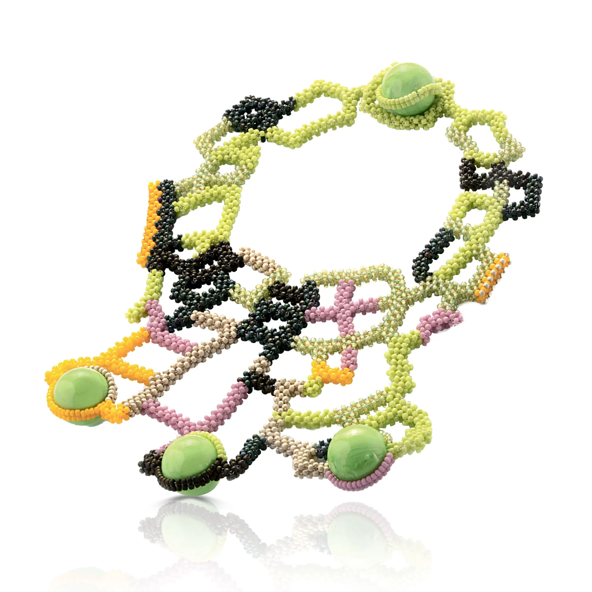 Japanese and Vintage Beads Montezuma Collar Necklace