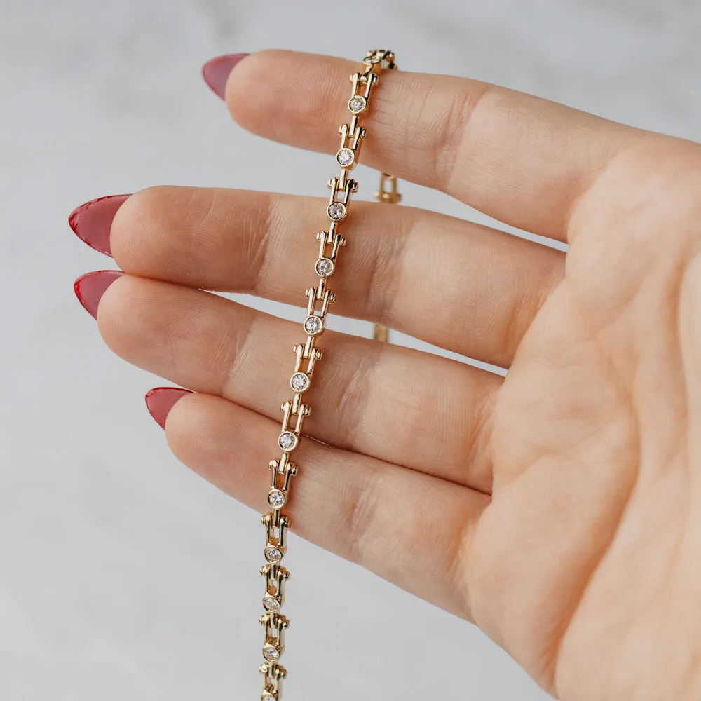 Jax Link Style Bezel Set Diamond Bracelet