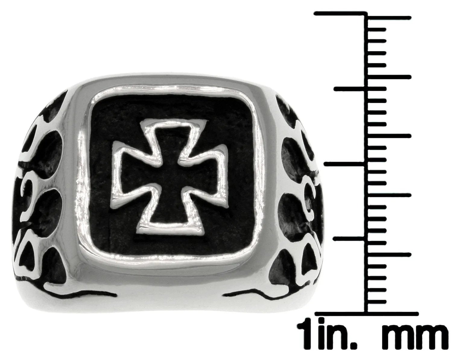 Jewelry Trends Stainless Steel Band Ring with Celtic Iron Cross and Flames Whole Sizes 9 - 14 - 9