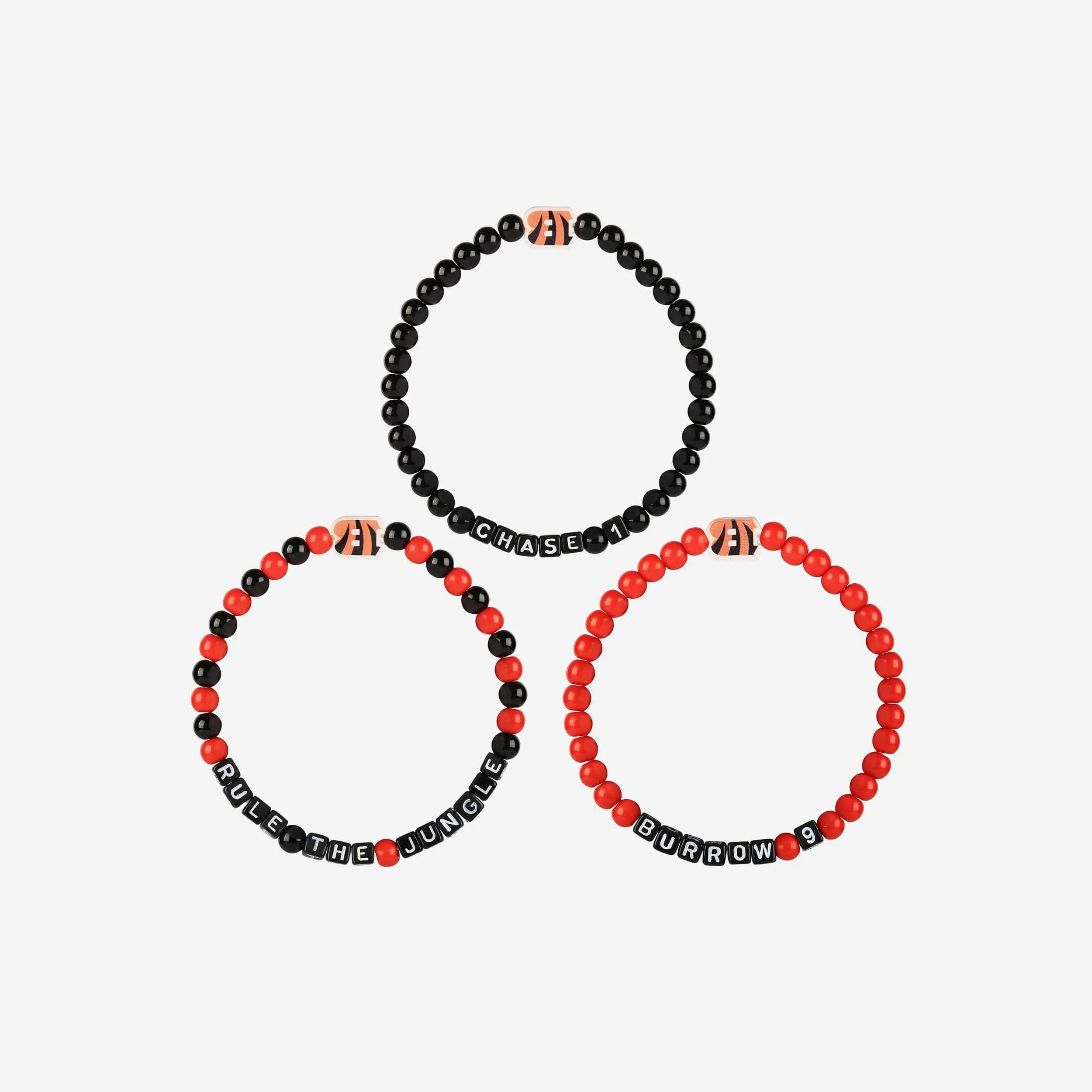 Joe Burrow & Ja'Marr Chase Cincinnati Bengals 3 Pack Player Beaded Friendship Bracelet