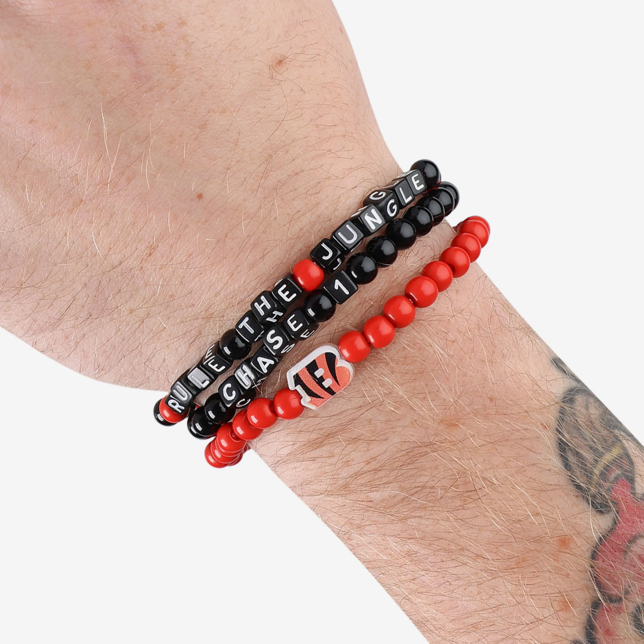 Joe Burrow & Ja'Marr Chase Cincinnati Bengals 3 Pack Player Beaded Friendship Bracelet