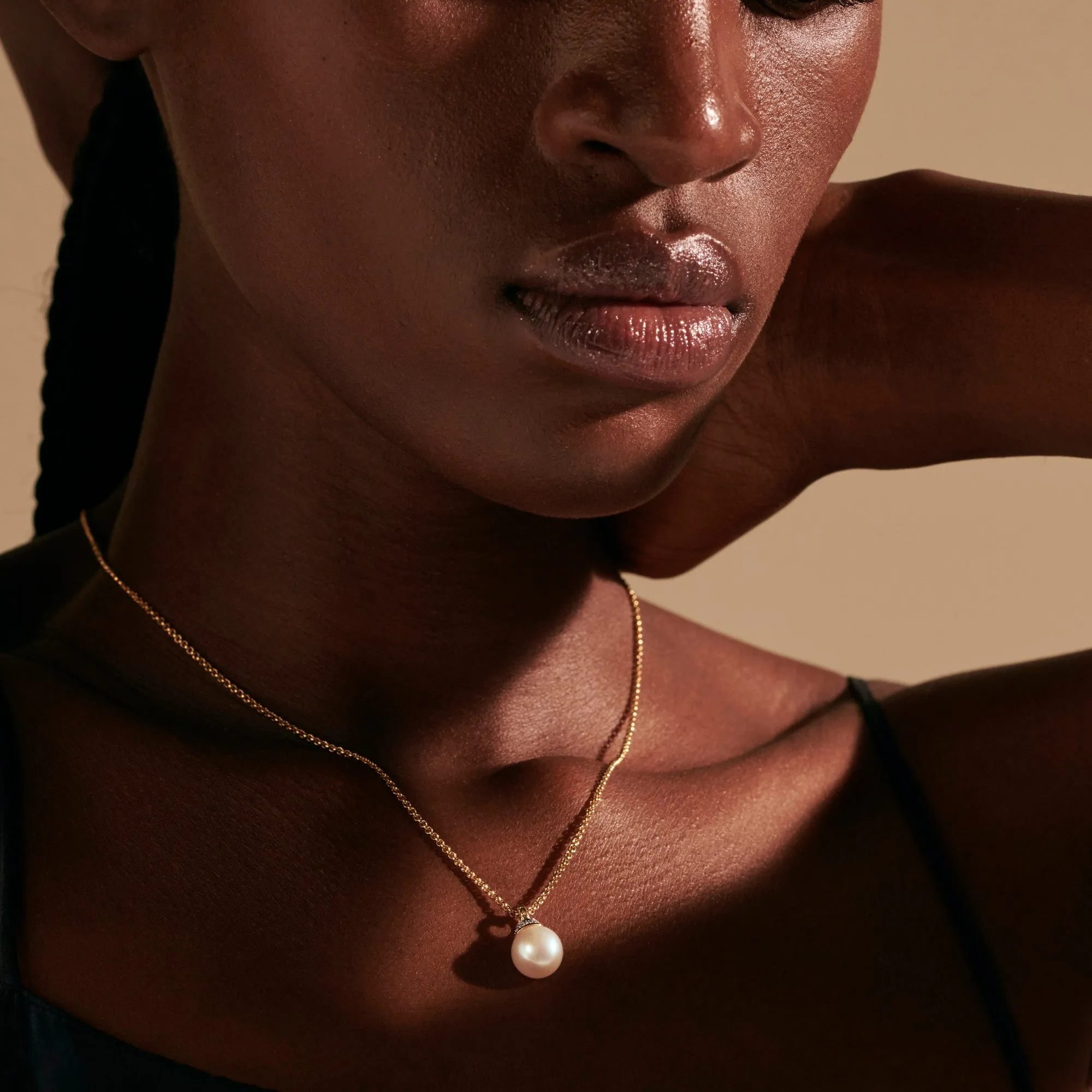John Hardy Classic Chain Yellow Gold Diamond Pearl Pendant