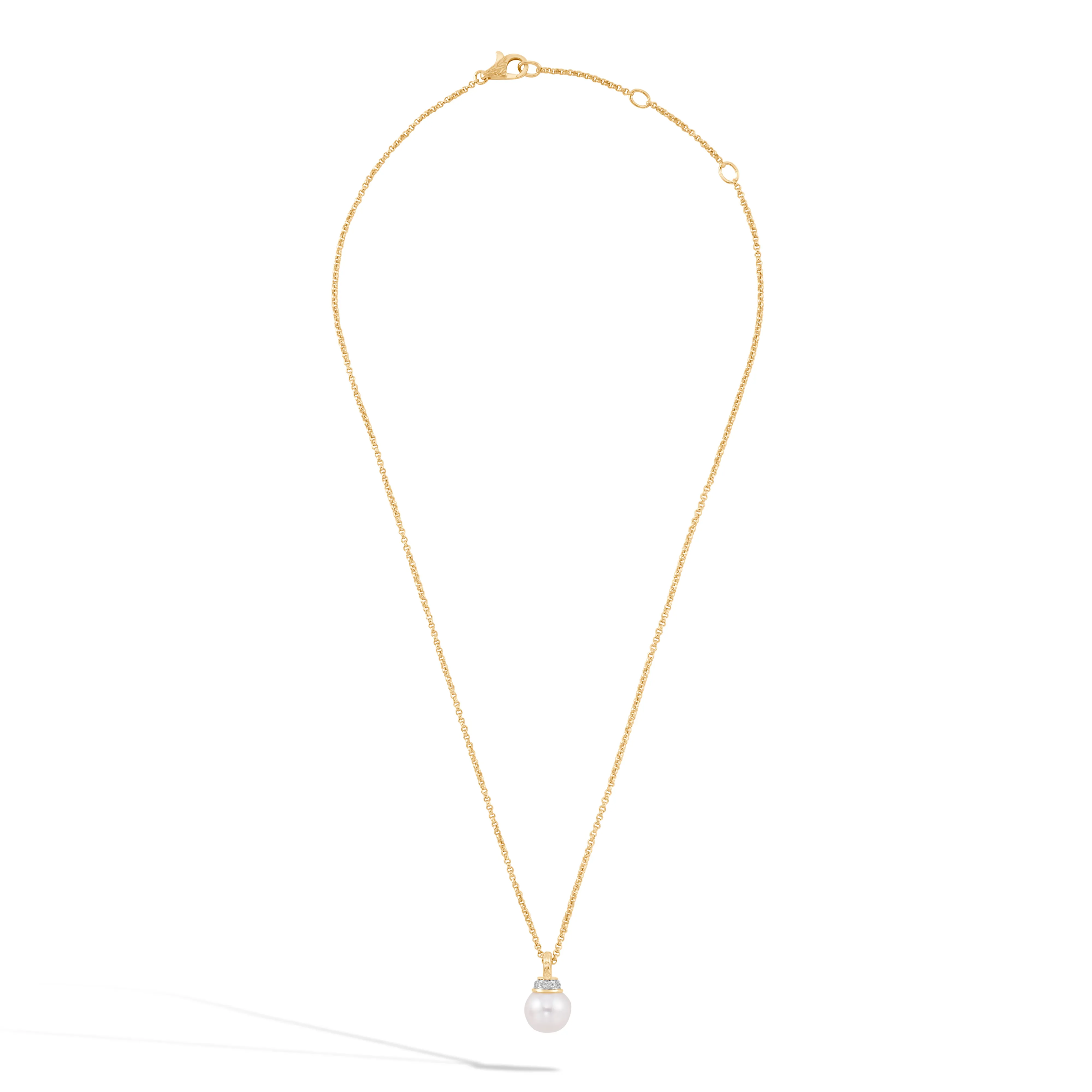 John Hardy Classic Chain Yellow Gold Diamond Pearl Pendant