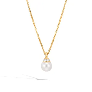 John Hardy Classic Chain Yellow Gold Diamond Pearl Pendant
