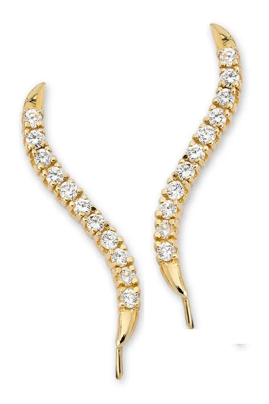 Jose Jay's Classic Diamond or CZ Ear PIns, Ear Climber Earrings in 14k Gold, Series 3685