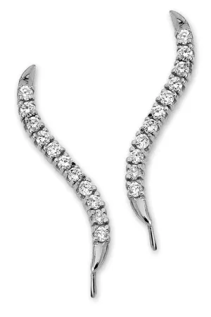Jose Jay's Classic Diamond or CZ Ear PIns, Ear Climber Earrings in 14k Gold, Series 3685