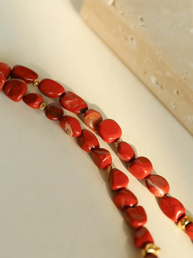 Joyful Red Stone Beaded Necklace B Style