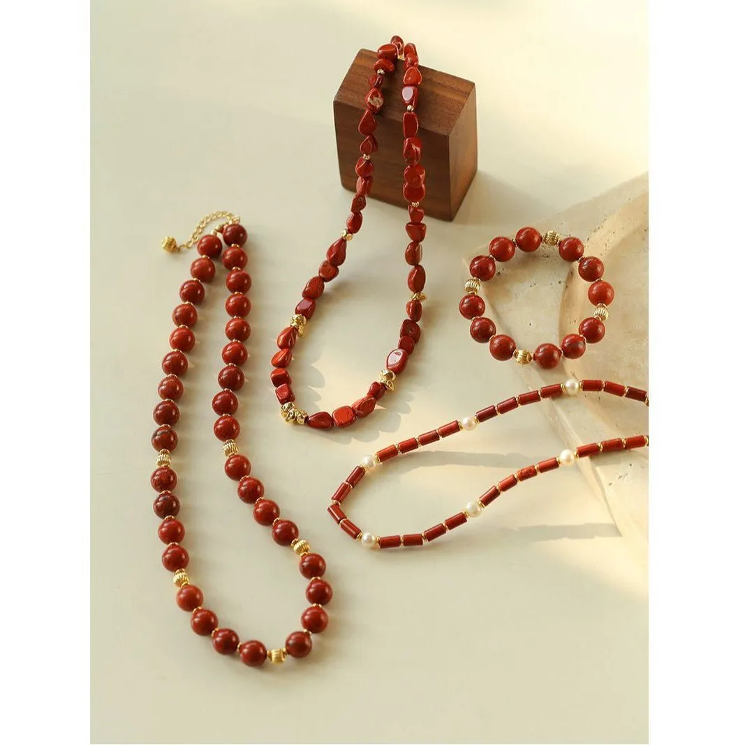 Joyful Red Stone Beaded Necklace B Style