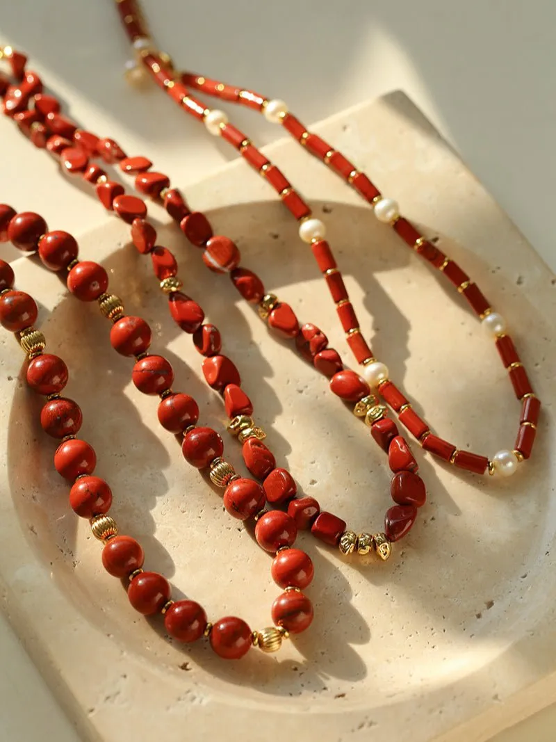 Joyful Red Stone Beaded Necklace B Style