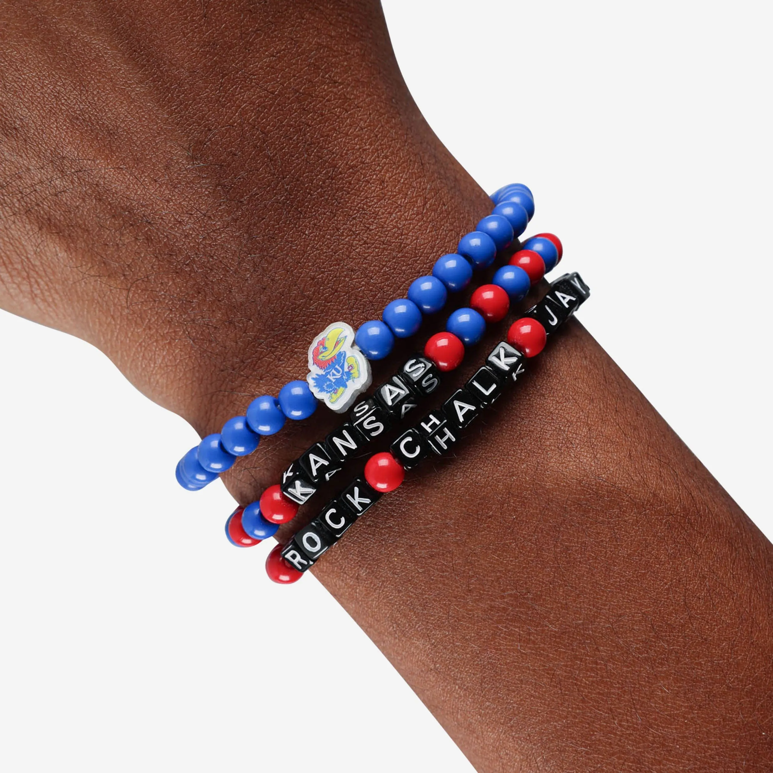 Kansas Jayhawks 3 Pack Beaded Friendship Bracelet