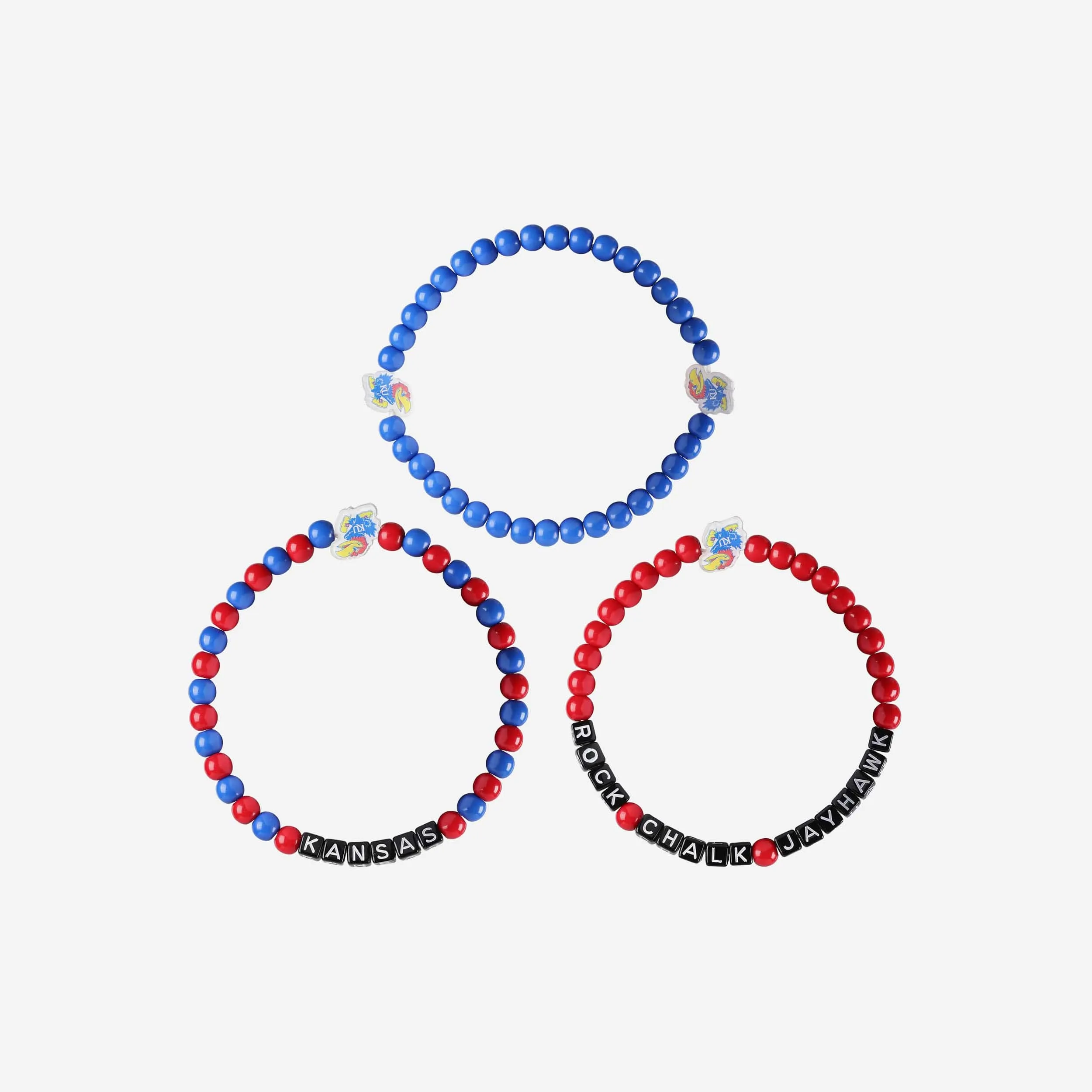 Kansas Jayhawks 3 Pack Beaded Friendship Bracelet