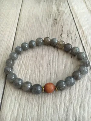 Labradorite and Sandalwood Mala Bracelet