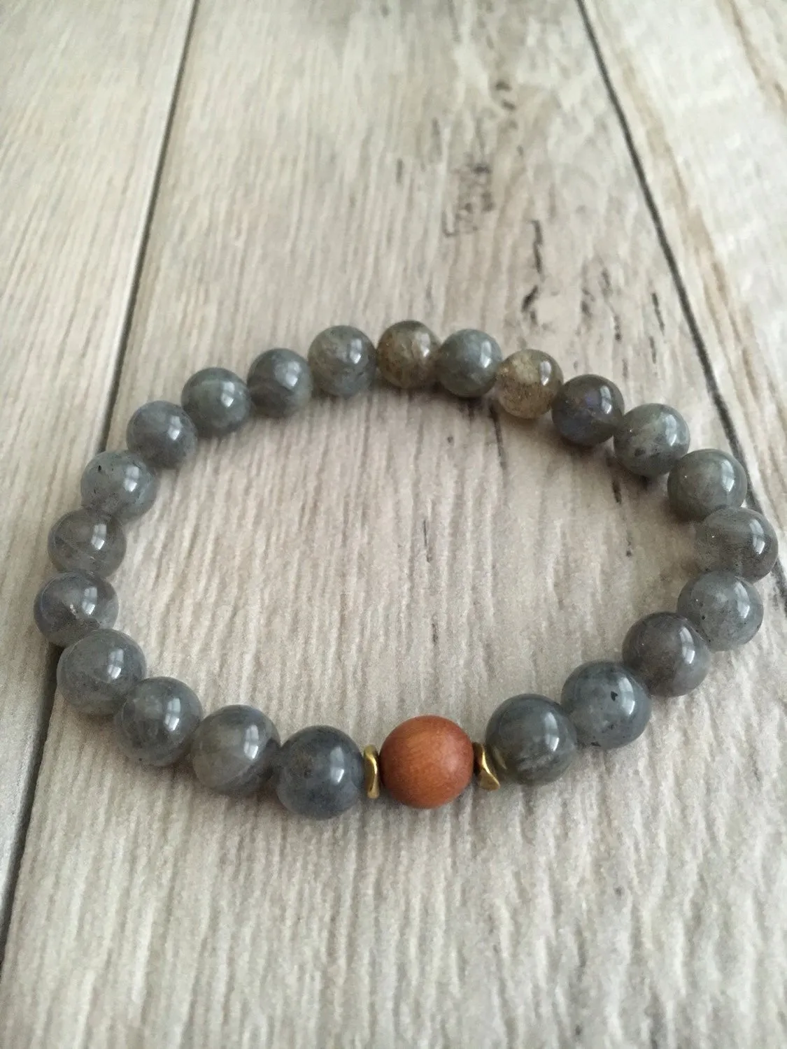 Labradorite and Sandalwood Mala Bracelet