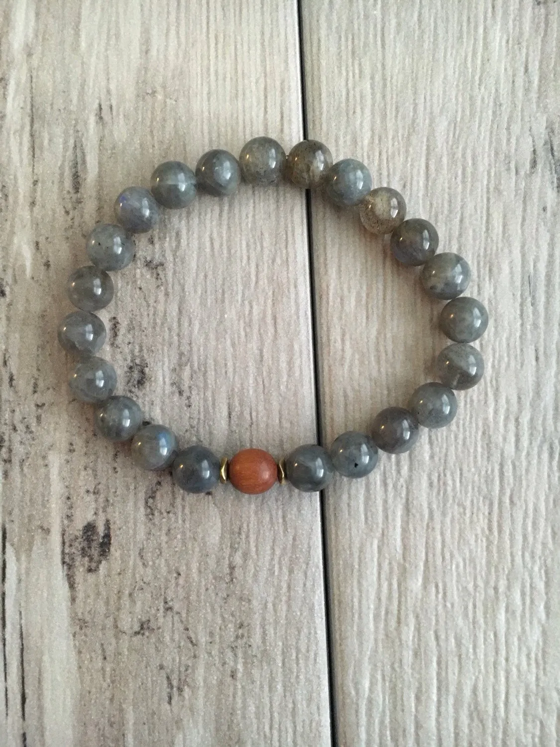 Labradorite and Sandalwood Mala Bracelet