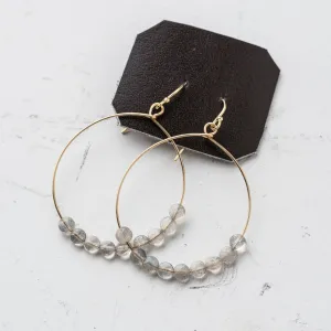 Labradorite Coin Hoop Earrings