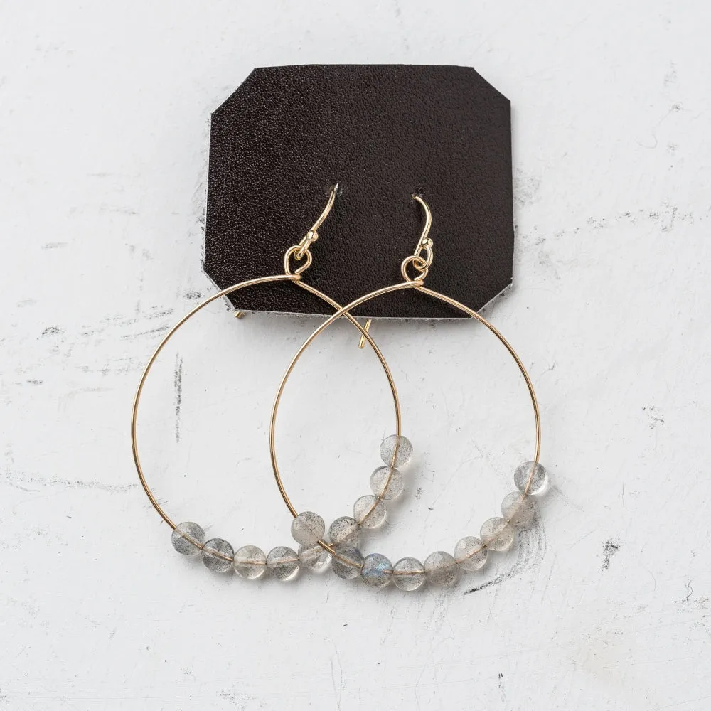 Labradorite Coin Hoop Earrings