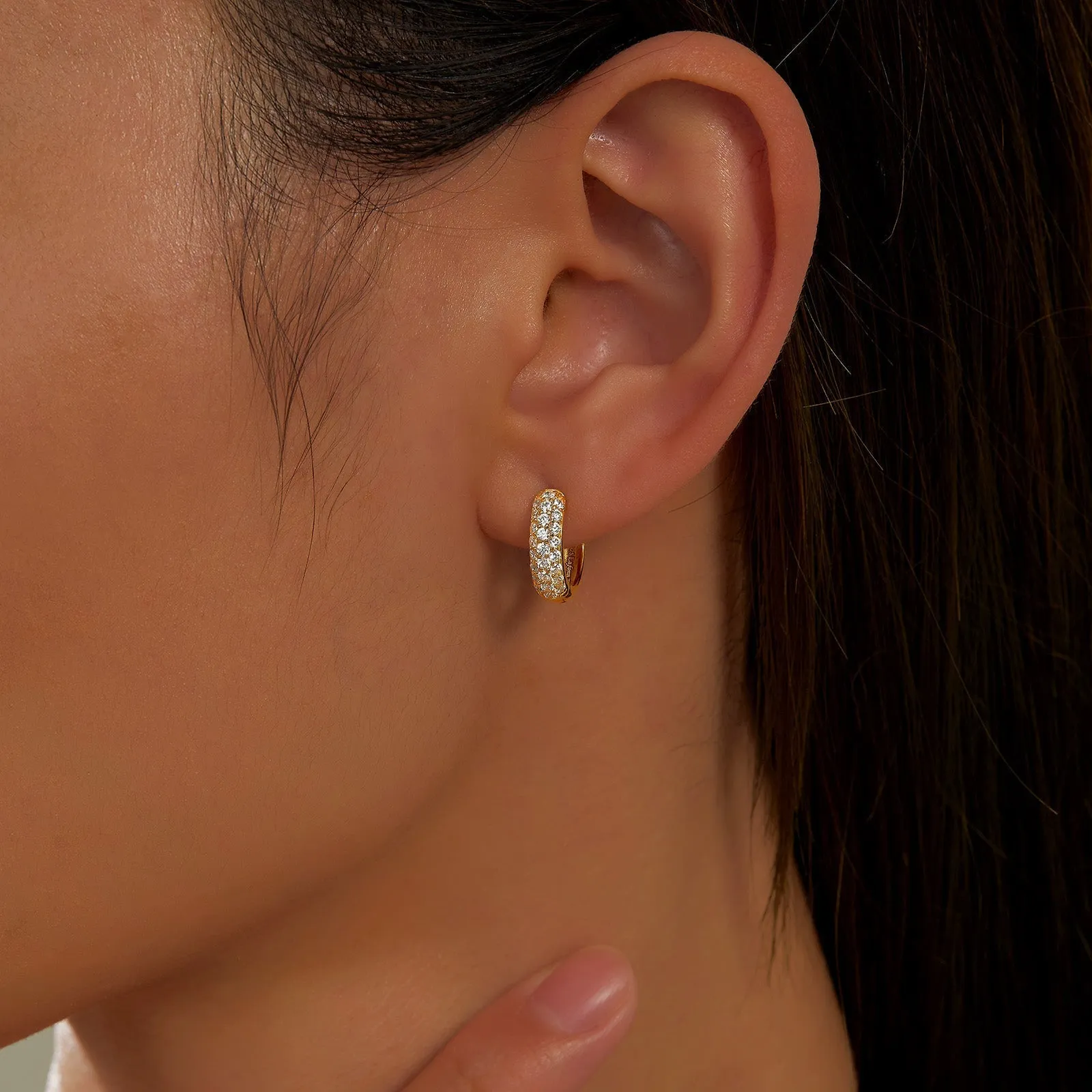 Lafonn Simulated Diamond 3 Row Huggie Hoop Earrings E0199CLG