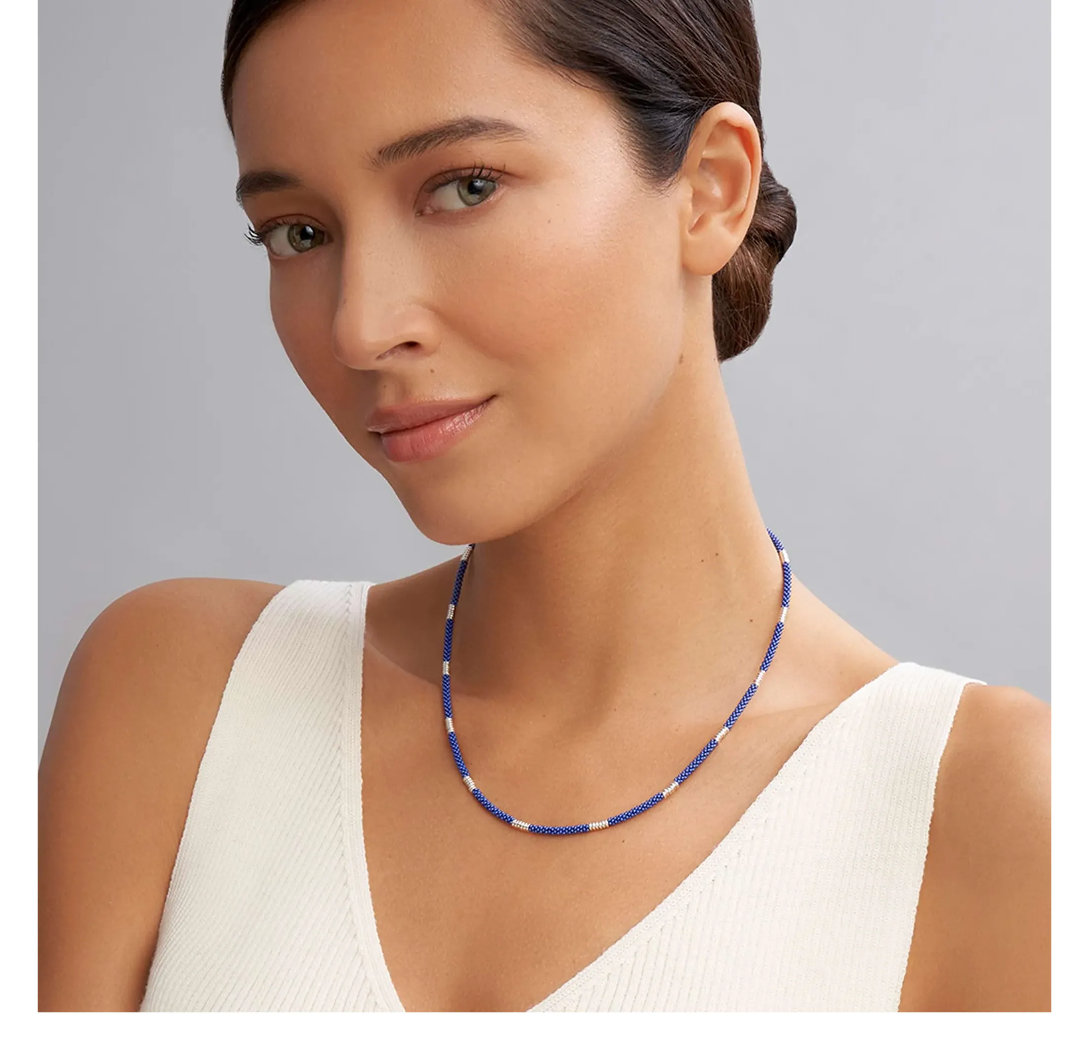 LAGOS Blue Caviar Silver Station Ceramic Beaded Necklace, 3mm