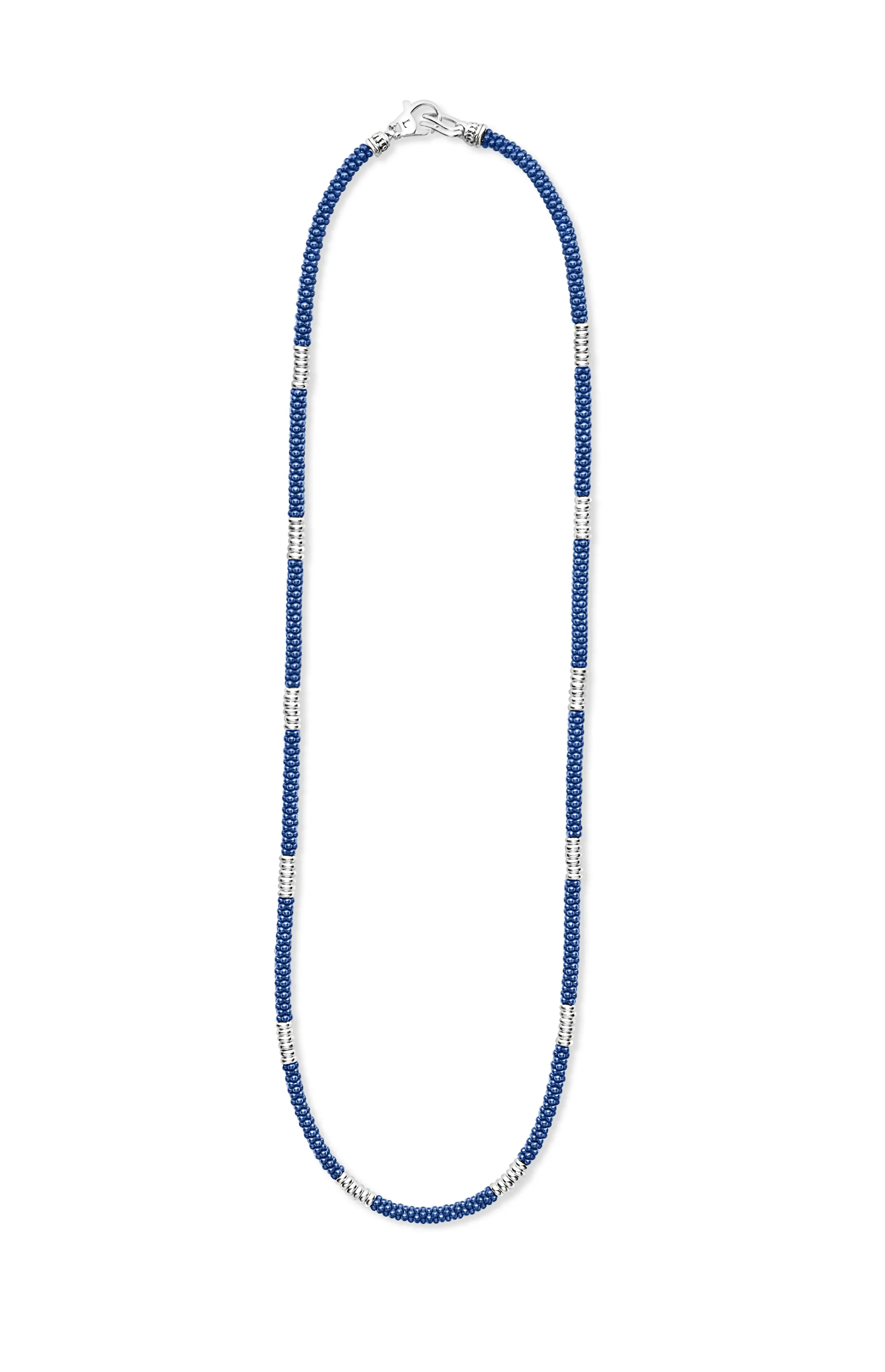 LAGOS Blue Caviar Silver Station Ceramic Beaded Necklace, 3mm