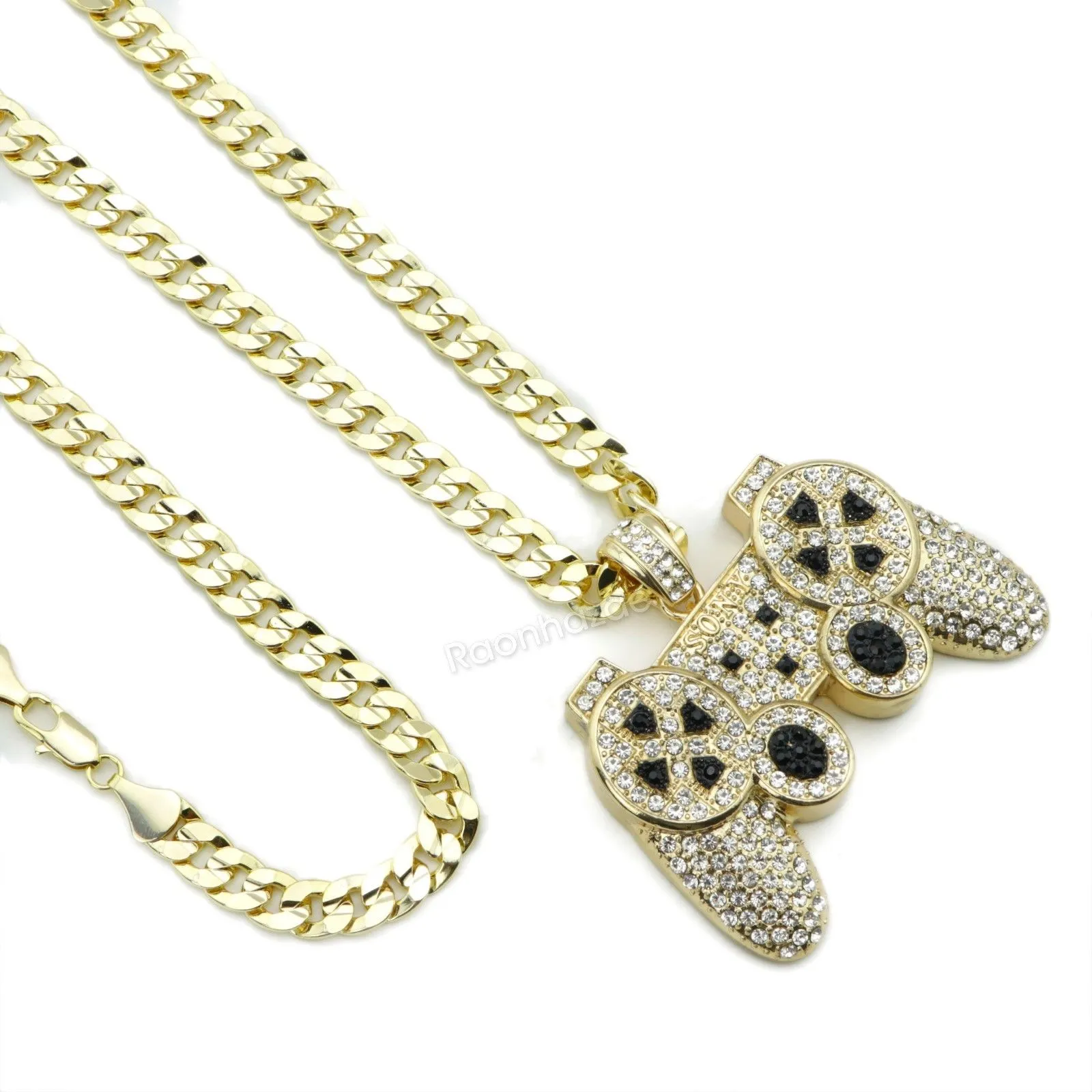 LARGE GAME CONTROLLER DIAMOND CUT 24" 30" 36" CUBAN CHAIN NECKLACE G75
