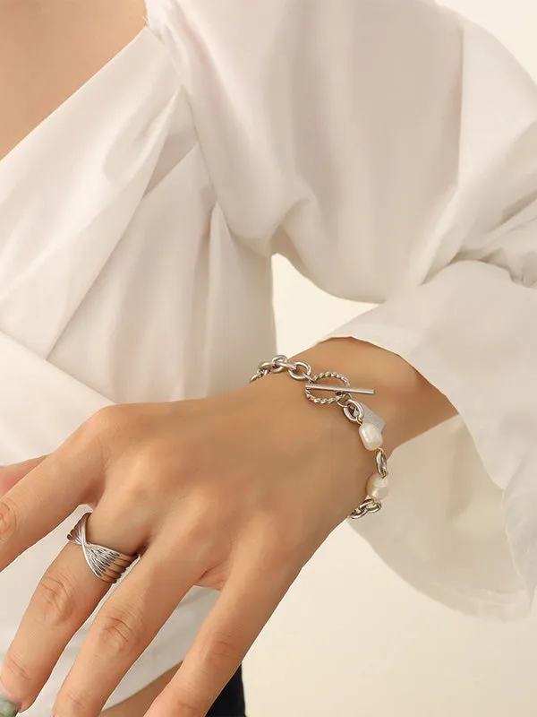 Leisure Fashion Simple Geometric Pearl Alloy Bracelet Accessories