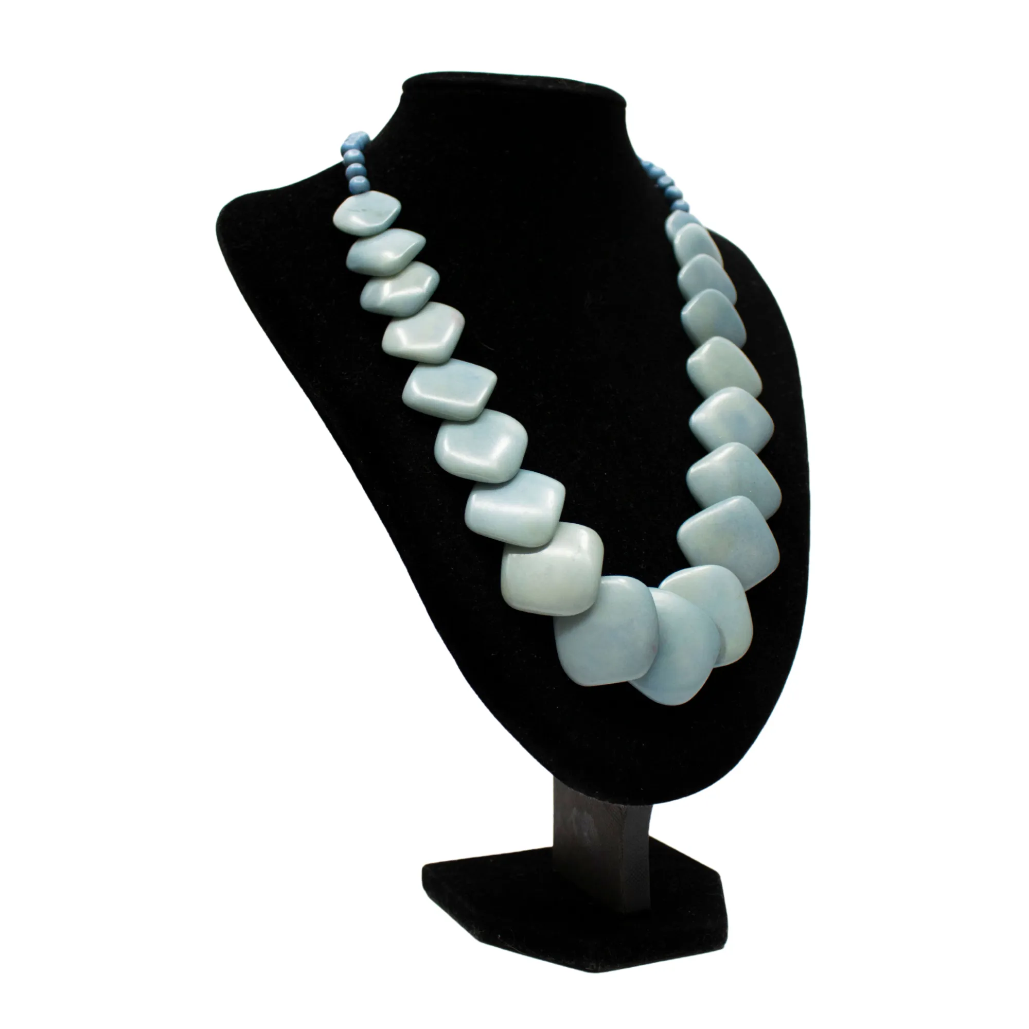 Light Blue Rhombus Tagua Necklace