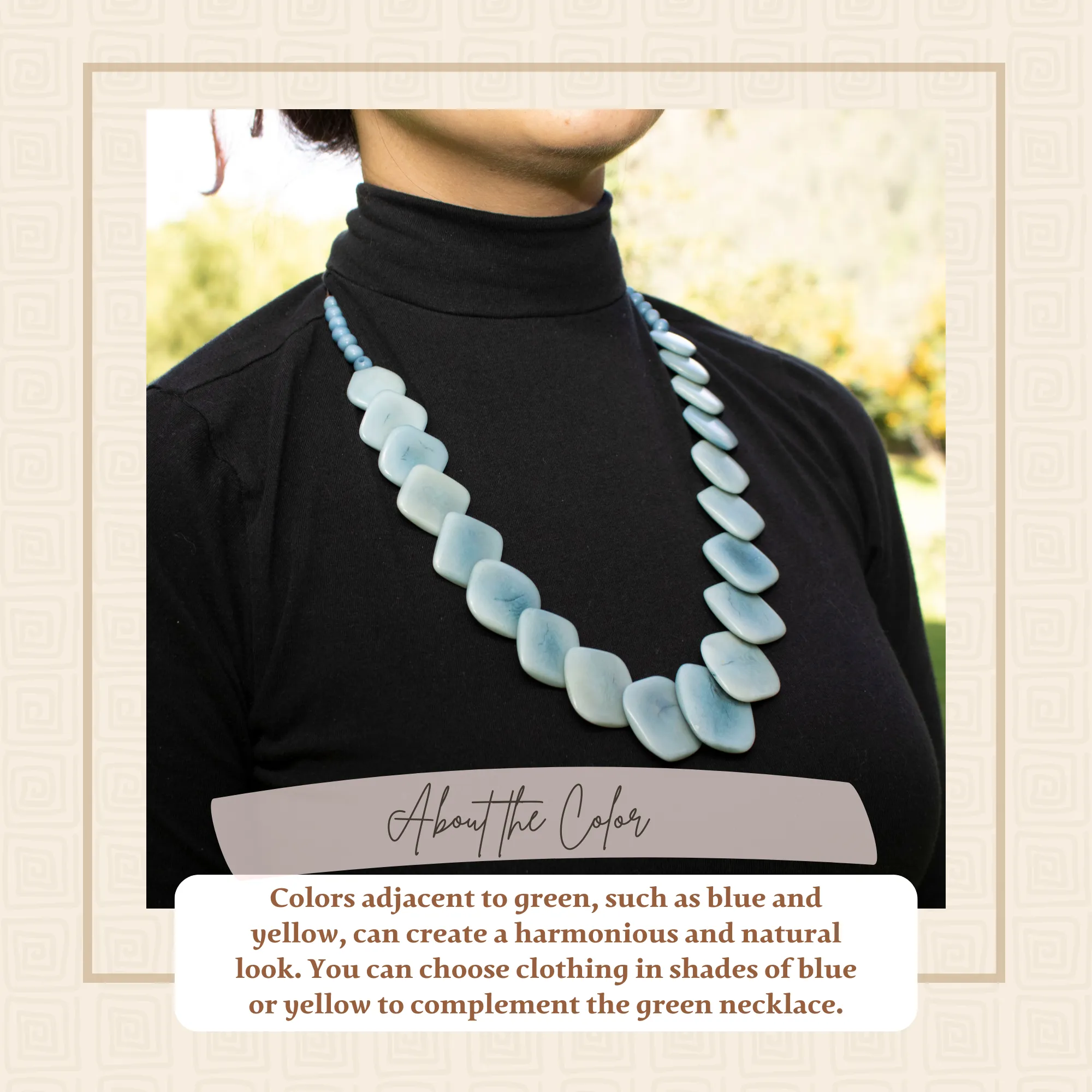 Light Blue Rhombus Tagua Necklace