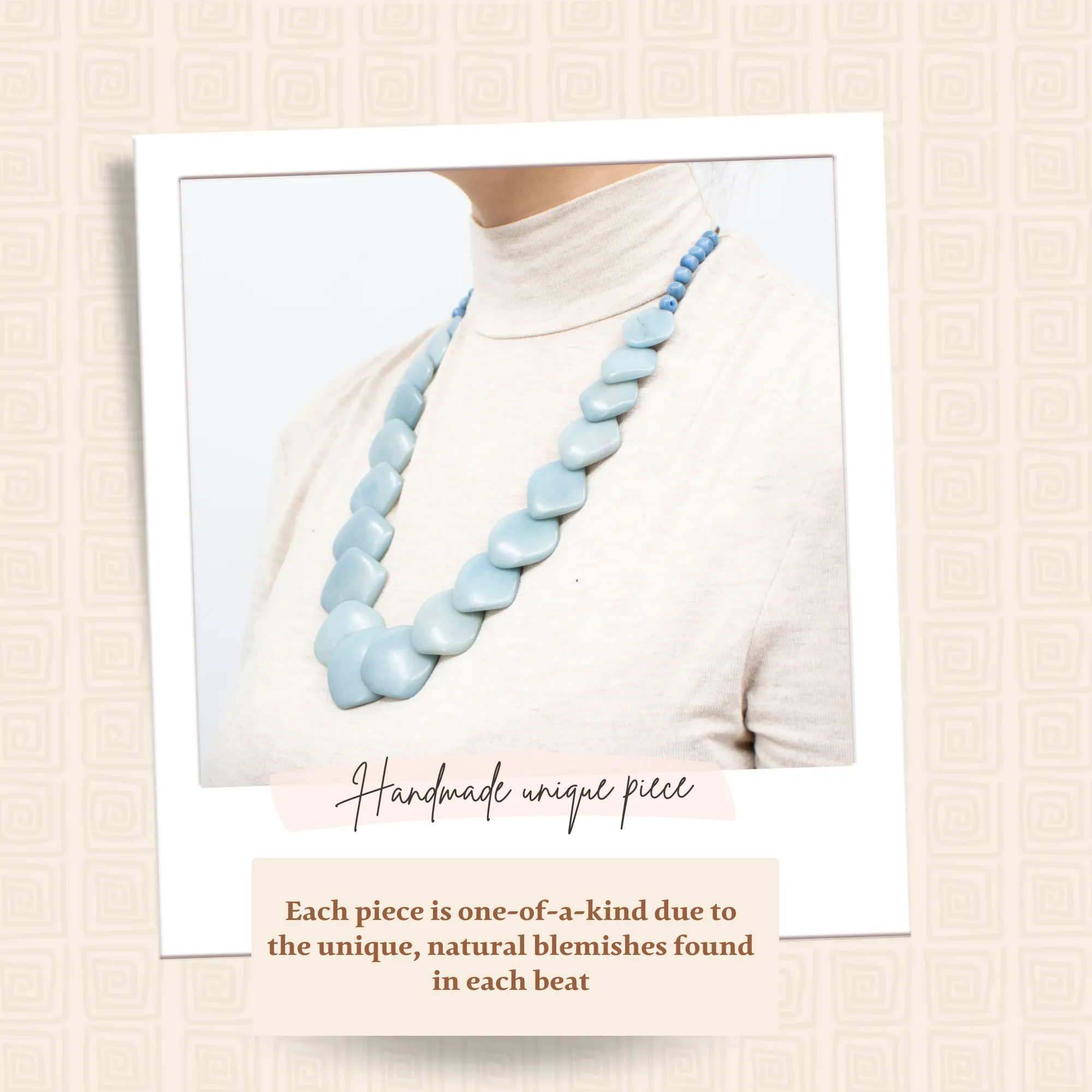 Light Blue Rhombus Tagua Necklace