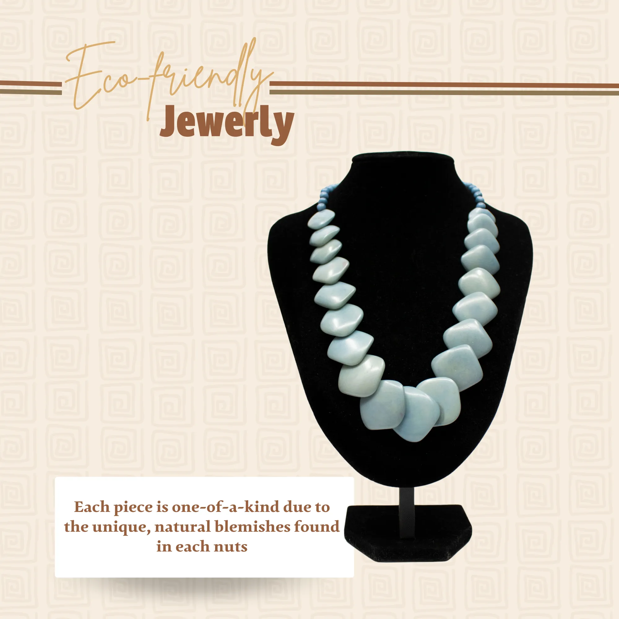 Light Blue Rhombus Tagua Necklace