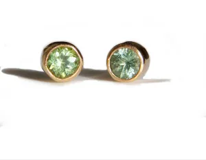Light green tourmaline stud earrings