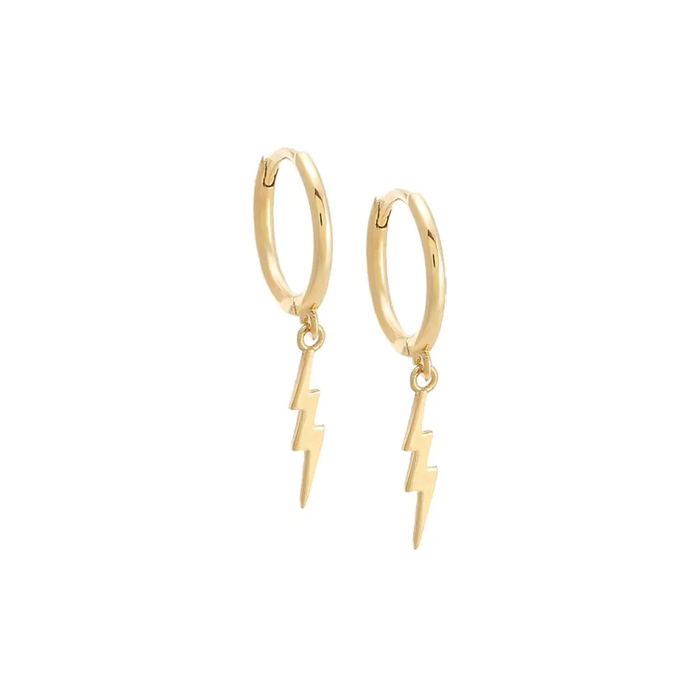 Lightning Bolt Huggie Earring 14K