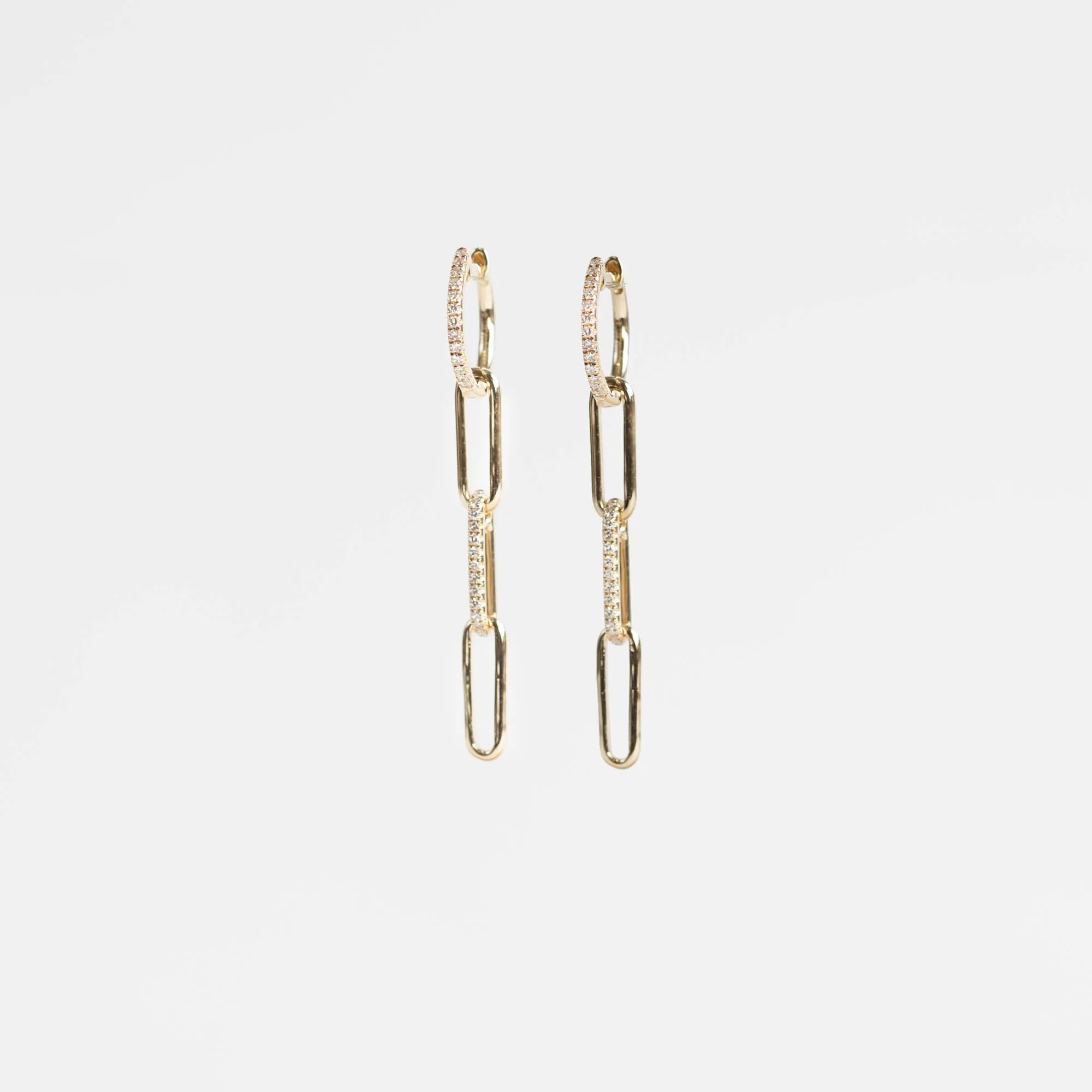 Lilly Paperclip Link Diamond Huggie Earrings