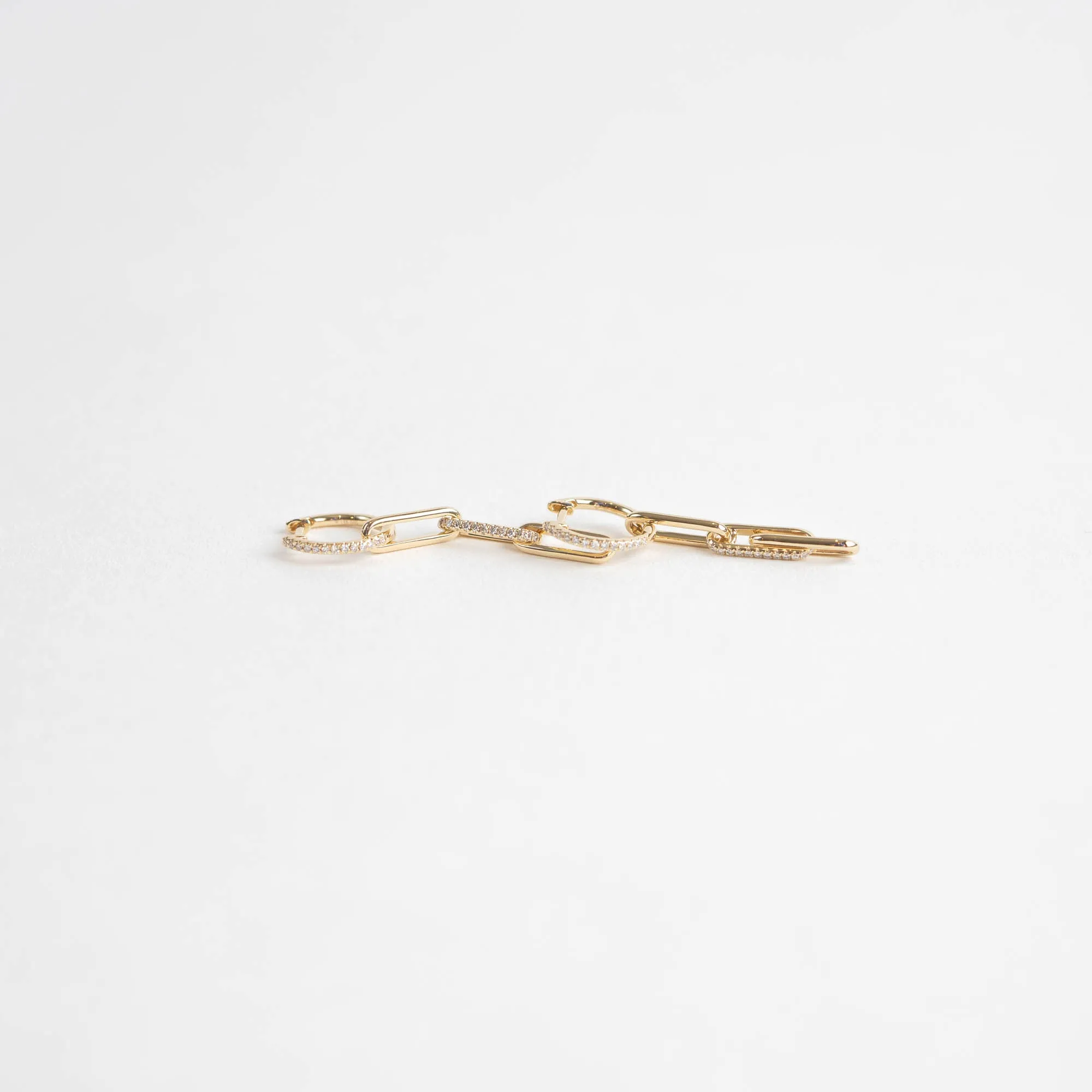Lilly Paperclip Link Diamond Huggie Earrings