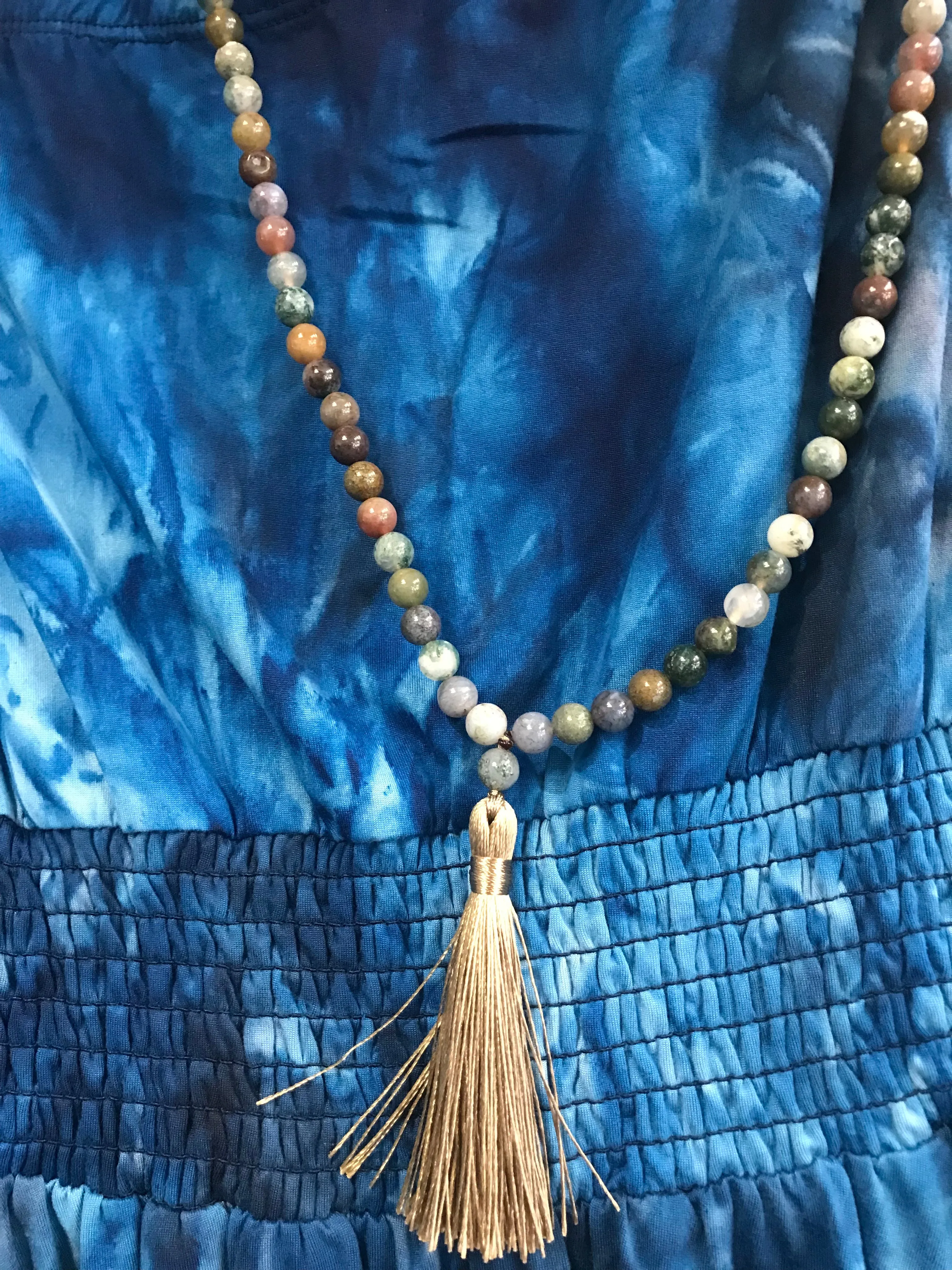 Long Beaded Necklace w/Tassel
