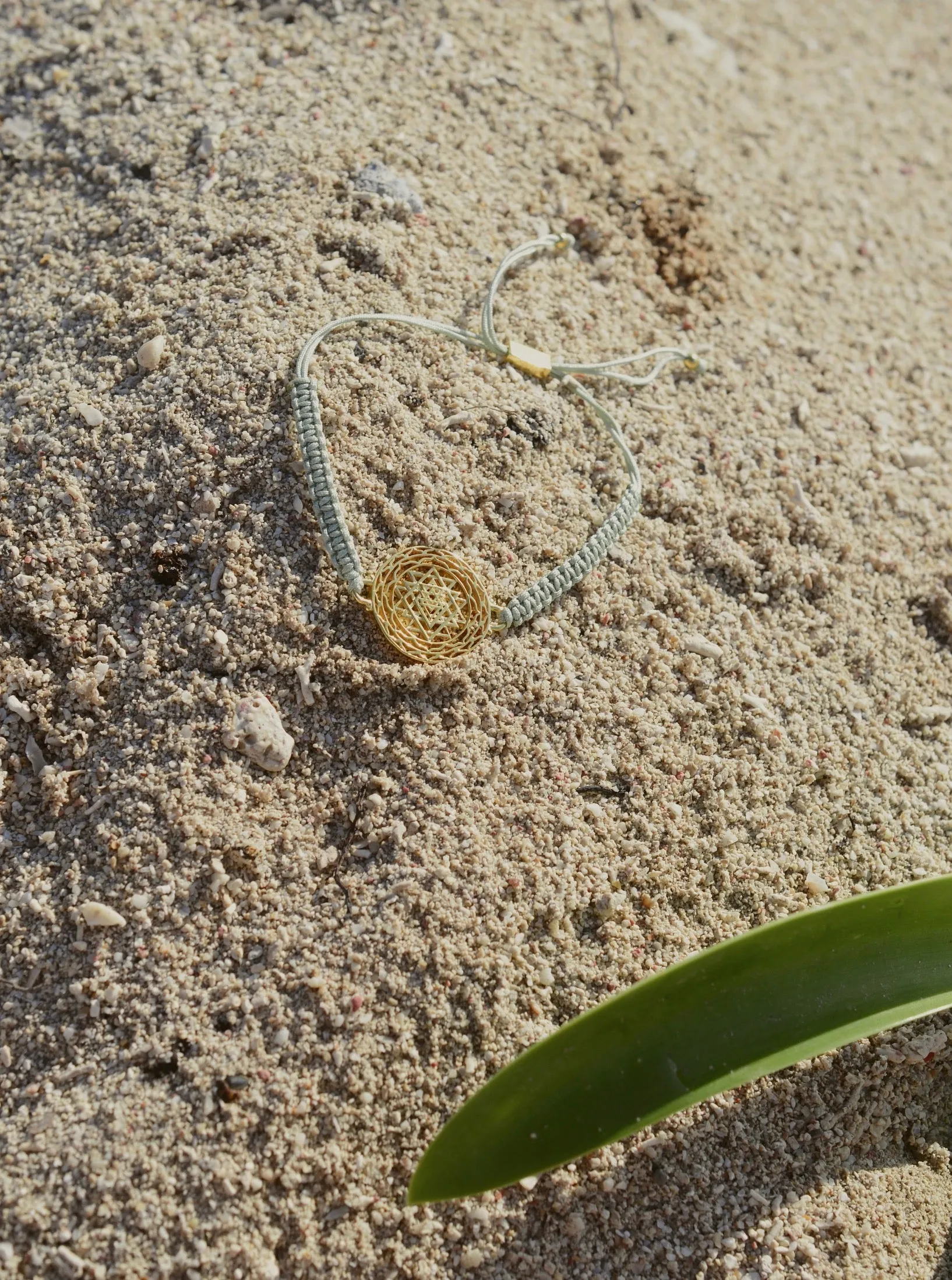 Luck and Prosperity Sri Yantra Friendship Bracelet, White Rhodium, Sage Green, One Size