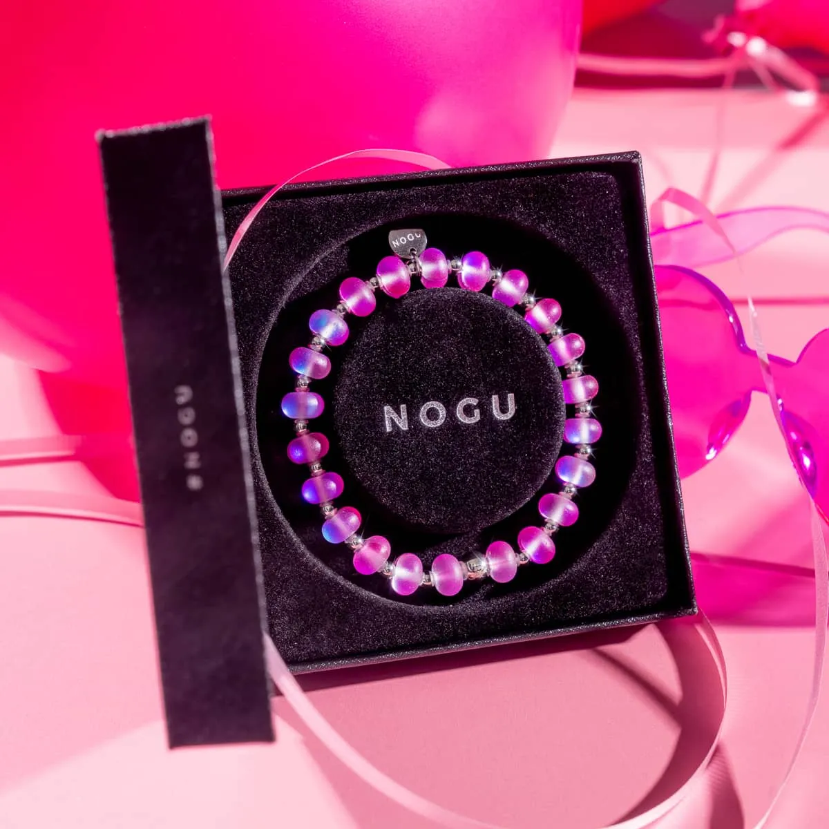 Magenta | Silver | Mermaid Glass Macaron Bracelet
