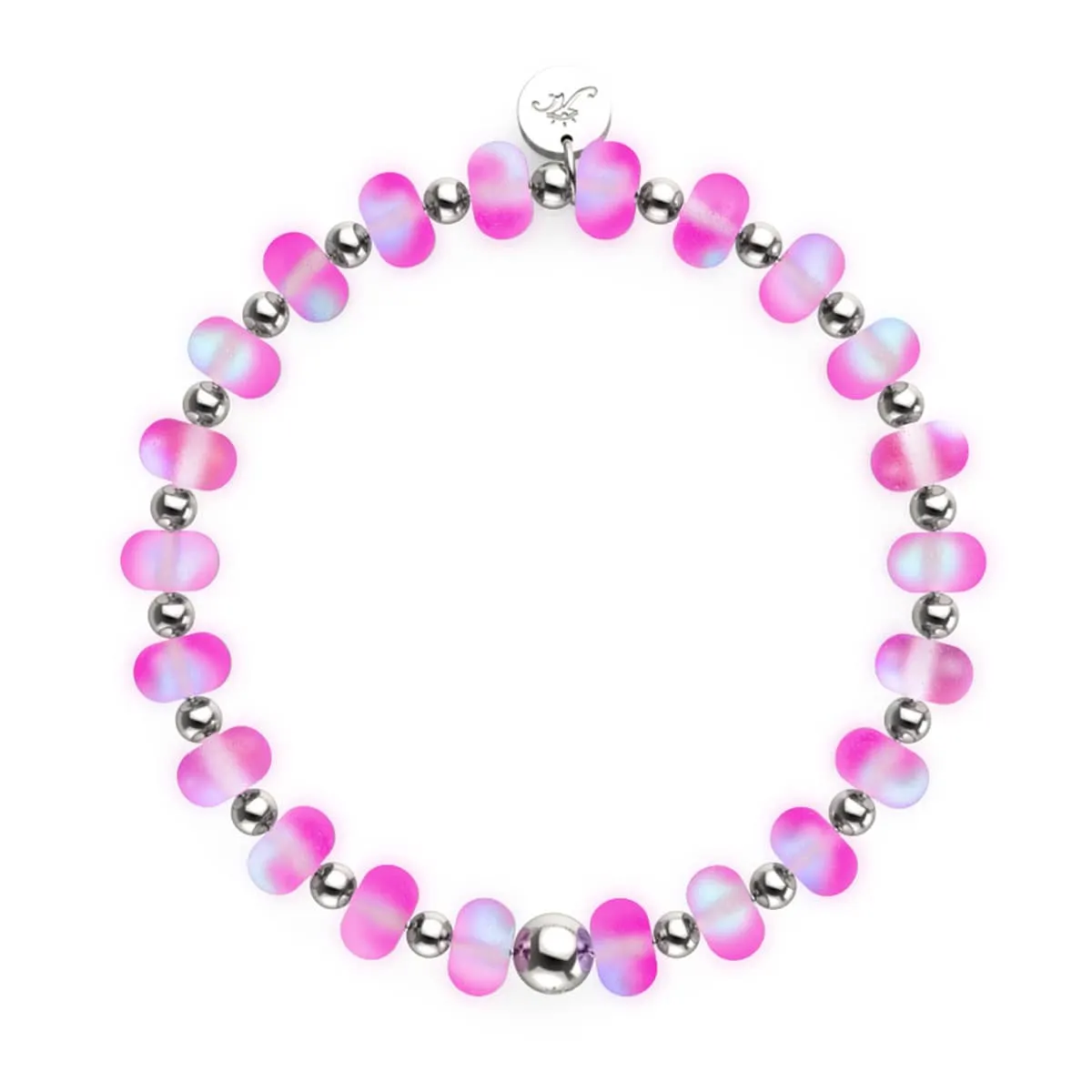 Magenta | Silver | Mermaid Glass Macaron Bracelet