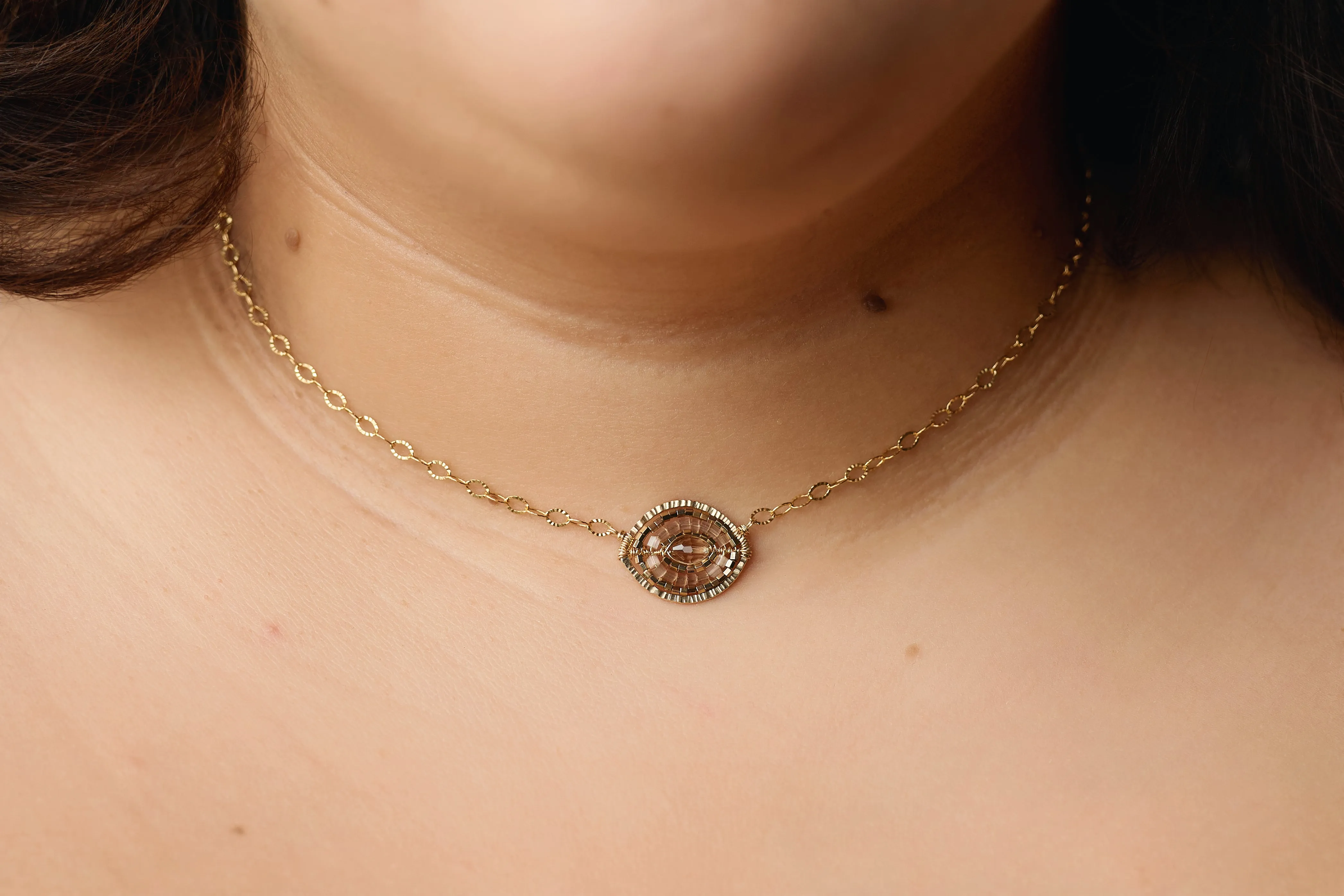 Marquise Beaded Pendant Necklace