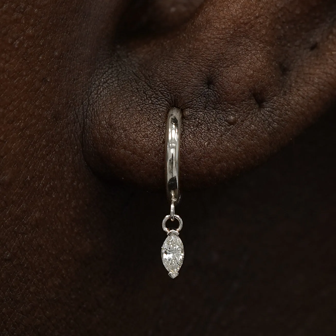 Marquise Lab Diamond Dangle Hoop