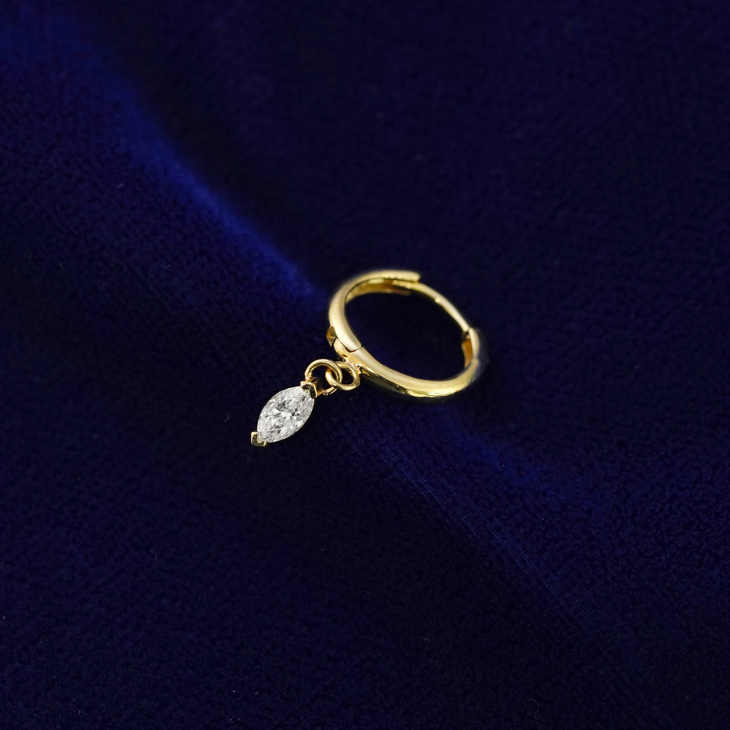 Marquise Lab Diamond Dangle Hoop