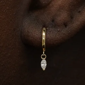 Marquise Lab Diamond Dangle Hoop