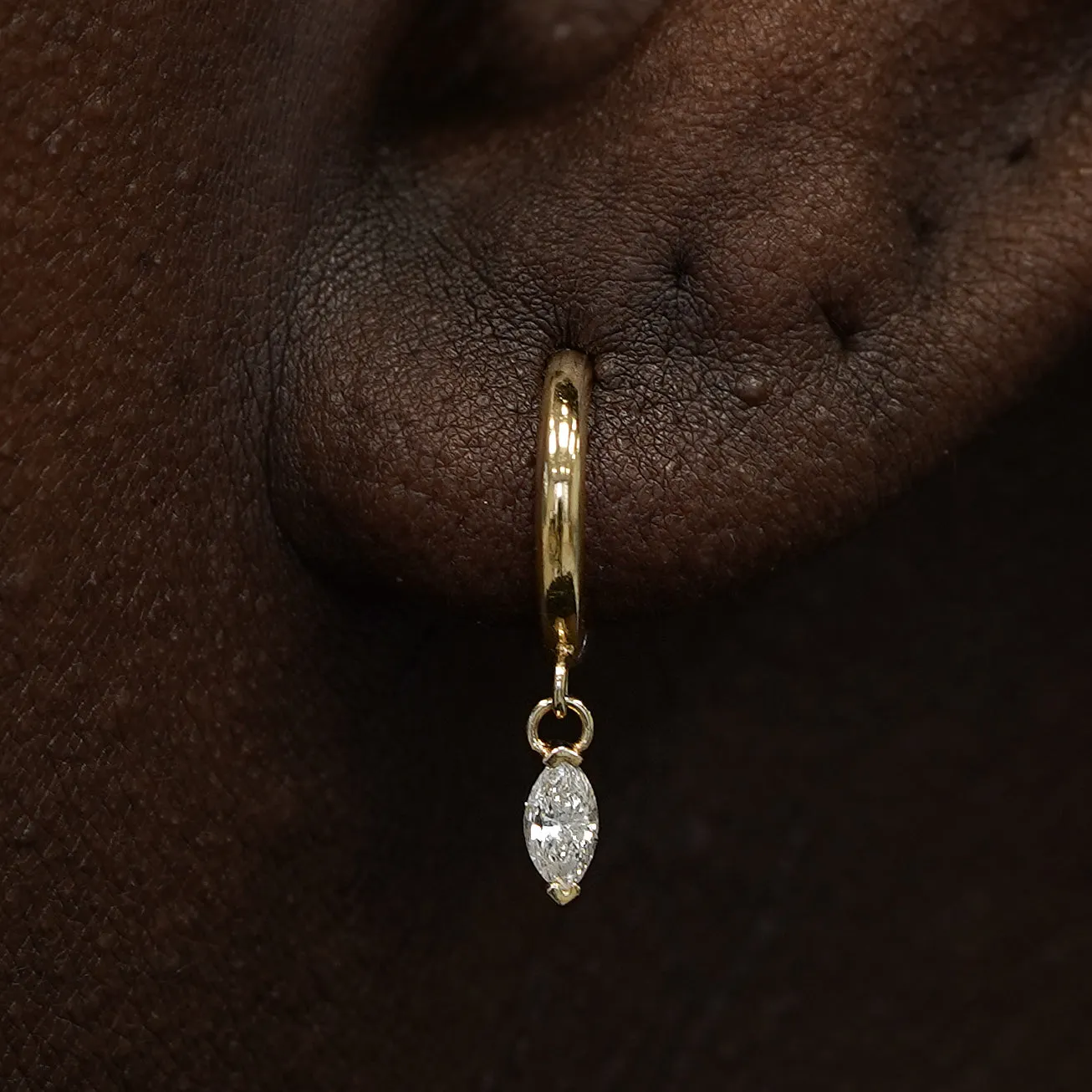 Marquise Lab Diamond Dangle Hoop
